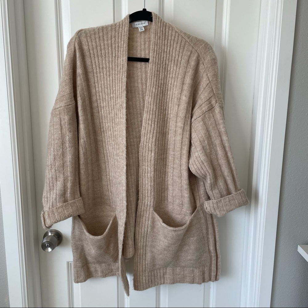 TOPSHOP beige oatmeal knit cardigan US 4-6